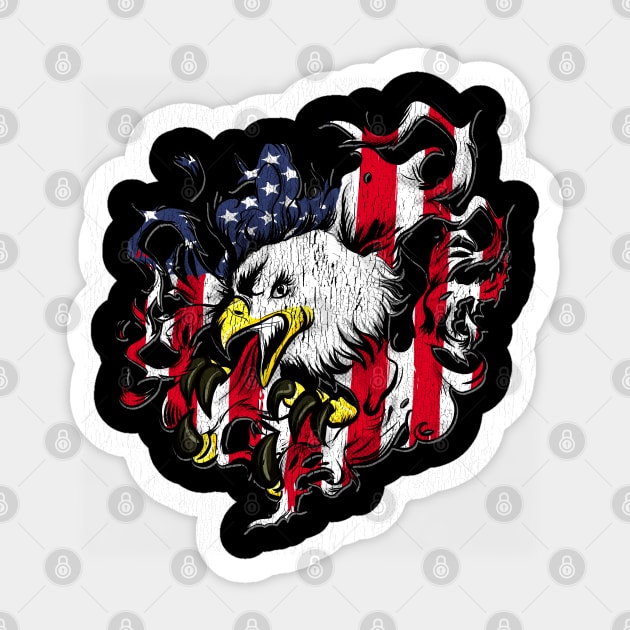 American Flag and Eagle USA Patriot Veteran Pride T Shirt Sticker by GigibeanCreations